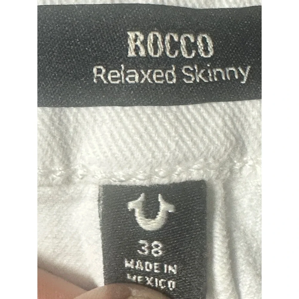 NWT‎ True Religion Rocco Jeans Mens 38x33 Optic White Relaxed Skinny No Flap Y2K
